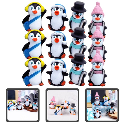 12 Stück Klebe Pinguin Ornamente Miniaturen Pinguine Cartoon Figuren - Bild 6 von 10