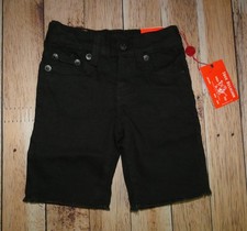 True Religion Boys Denim Shorts Cut Off Geno Relaxed Slim Black 2T 3T NWT