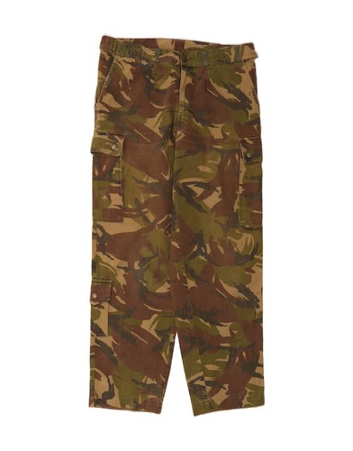 VINTAGE Herren Straight Cargo Hose W34 L32 Braun Camouflage Baumwolle BI09