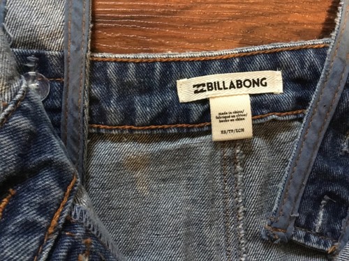NWT Billabong Overalls XS Denim Button Front High Waist Pockets V Neck Skirt - Picture 6 of 8