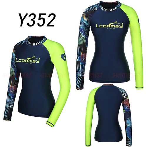 WOMENS RASH GUARD LONG SLEEVE SURF SWIM TOP SHIRTS GET FREE VEST UNDERPANT SHORT - Picture 3 of 23