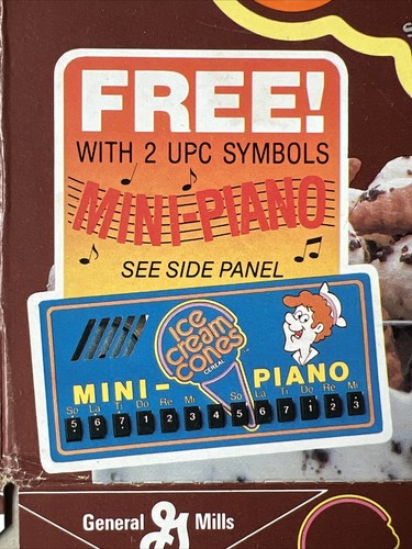 1987 General Mills Ice Cream Cones Chocolate Chip cereal box - MINI PIANO - Picture 5 of 15