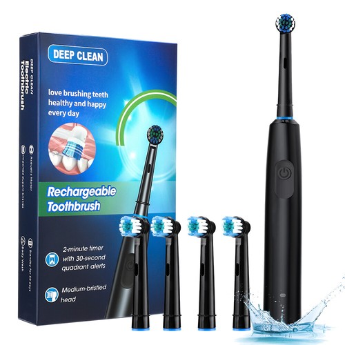 Rotating Electric Toothbrush Rechargeable with 4 Replacement Brush Heads Timer - Picture 20 of 25