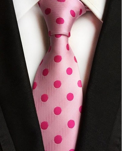 Red Floral Dot Necktie - Casual Polka Dots Ties Mens Suit Fashion Accessories - Foto 22 di 33