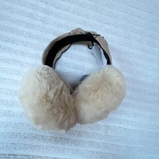 New BCBGeneration Women's Ivory Faux Fur Earmuffs Twist Top Headband One Size
