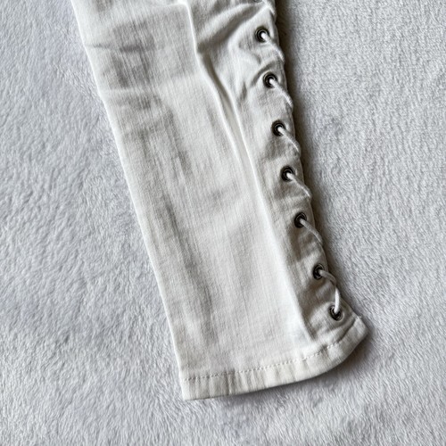 Topshop Moto Jamie Jeans 28x32 White Stretch Lace Up Sides Cut Out Skinny - 第 22/24 張圖片