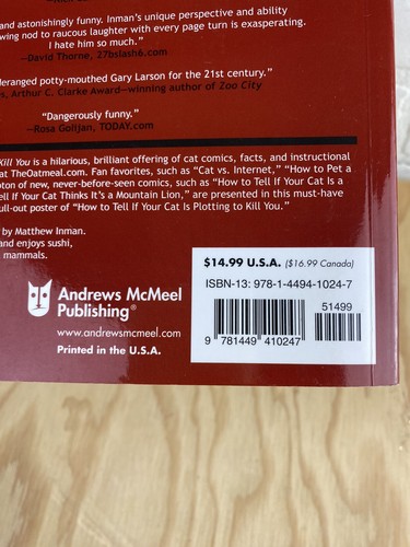 Funny Cat Book How to Tell if Your Cat Is Plotting to Kill You ~Andrews McMeel - Picture 5 of 15