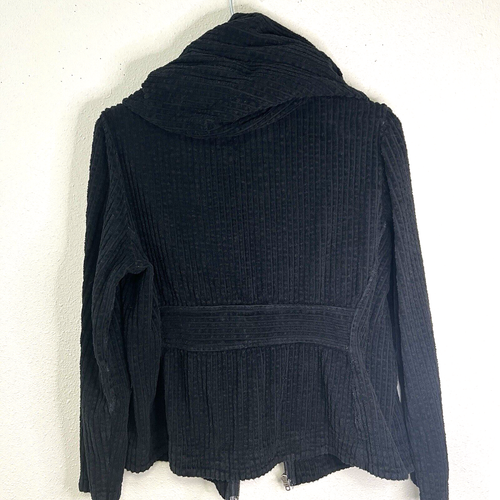 Witchy Goth Hoodie Jacket Black Corduroy Full Zip Deep Hood Dark Academia Size M - Picture 3 of 14