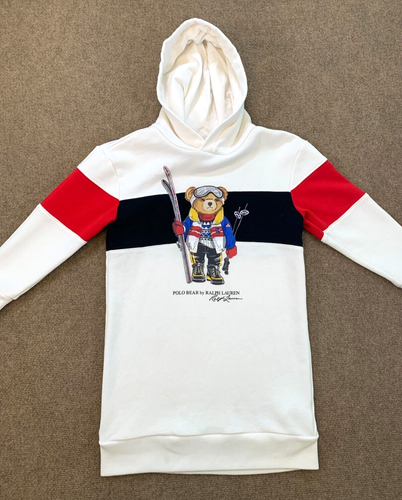 Ralph Lauren Polo Ski Bear Fleece Hoodie Dress Girls 7 S/P