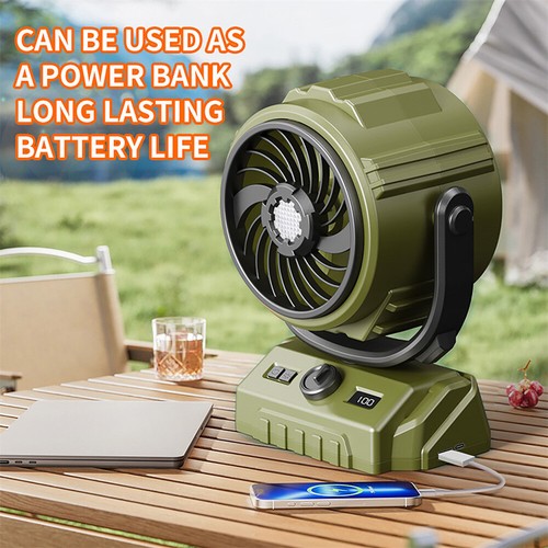 6000mAh Portable Camping Fan, Rechargeable Outdoor Fan with LED Lights 100 speed - Picture 6 of 15