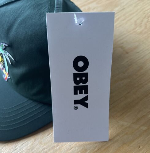 OBEY Tropical 5 Paneles Clásico Snapback Sombrero Nuevo con Etiquetas Verde Oscuro Nylon Gorra Ajustable - Imagen 5 de 6
