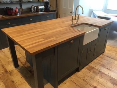 Kitchen Island Unit Handmade Solid Wood Painted With 40mm Oak Top Kitchen Island Unit Handmade Solid Wood, Handmade Kitchen Islands