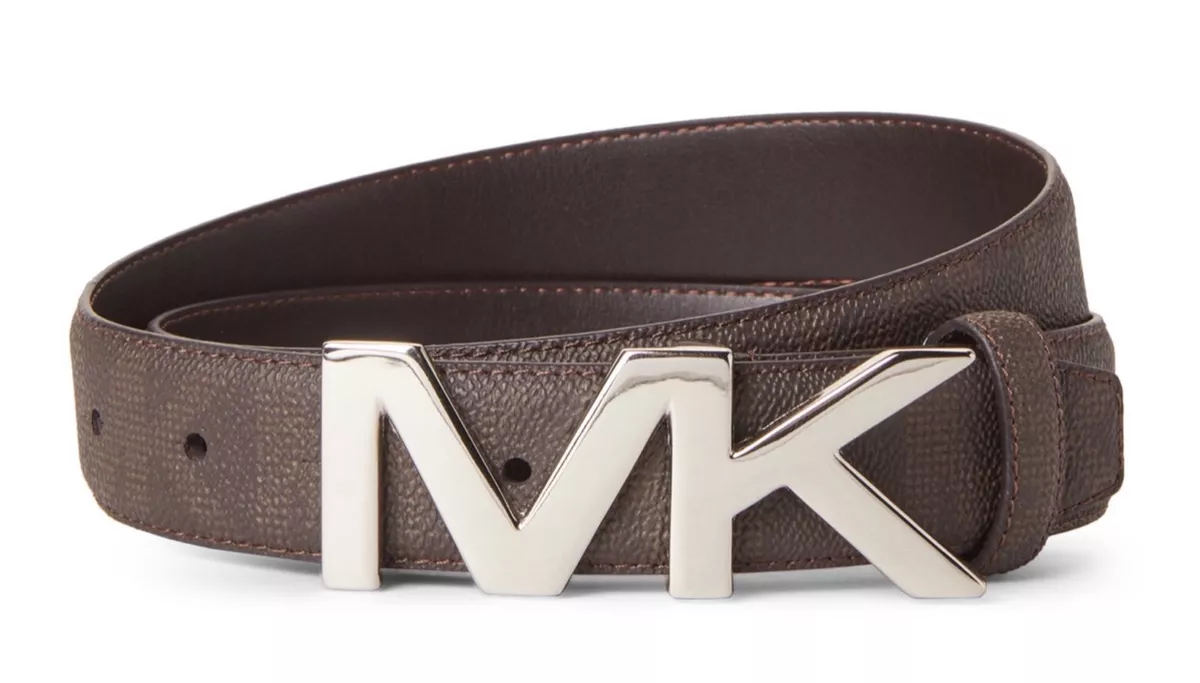 MICHAEL KORS MEN S BELT MICHAEL KORS SHADOW SIGNATURE LOGO PLAQUE BELT IN BROWN