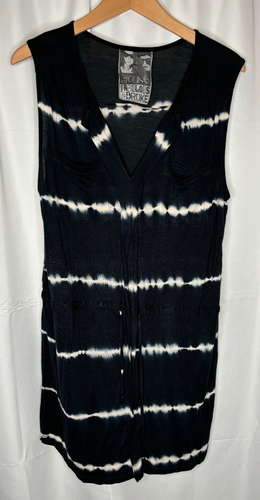 Mini Vestido Young Fabulous & Broke Azul Blanco Tie Dye Cintura Cintada Talla Grande - Imagen 1 de 4