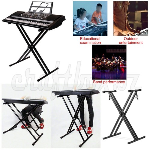 Adjustable Keyboard Stand For Piano Music Double Brace Folding Heavy Duty 96x46 - Picture 12 of 12