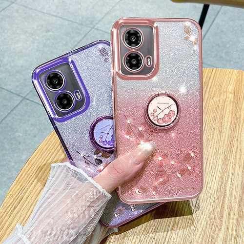 For Motorola Moto G85, Fashion Bling Glitter Clear Ring Holder Stand Case Cover - Picture 4 of 14