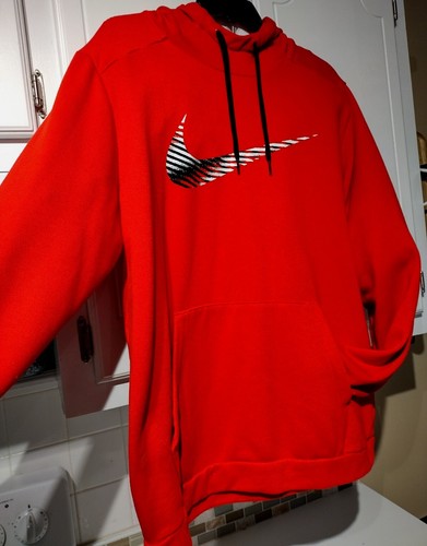 Men's Nike Training Hoodie Red CJ4268-858 Size L Black and White swoosh - Picture 2 of 7