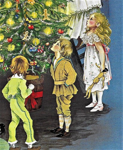 Victorian Family by CHRISTMAS Tree Kinder Puppe Teddy Vintage PASSEPARTOUTBILD - Bild 7 von 11