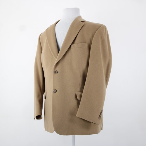 Jos A Bank Sz 44 Reg Tan Lined 2 Button Pockets Collared 100% Cashmere Blazer - Picture 14 of 24