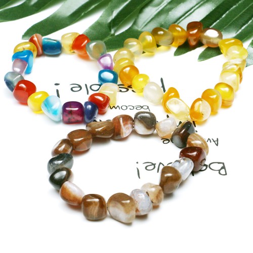 Natural Crystal Agate Bracelet Quartz Stone Irregular Beaded Heal Reiki Jewelry - Picture 11 of 20