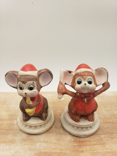 Vintage Christmas Mice Mouse Musicians Figurines RARE Ucagco Anthropomorphic 3" - Picture 7 of 14