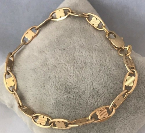 6MM 18K GOLD layered Butterfly Curb type Bracelet 7 1/2" Q0064 - 第 2/12 張圖片