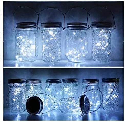 8 Pack Mason Jar Lights, 20 Led Solar Pure White Fairy String Lights Lids Insert - Bild 1 von 7