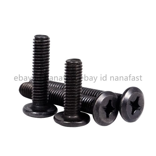 M4 M5 M6 M8 Black Steel Furniture Connector Bolts Phillips Flat Head Screws - Picture 10 of 12