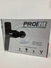 PRO FIT Percussion Muscle Massager Gun With 4 Interchangeable Heads. New Sealed