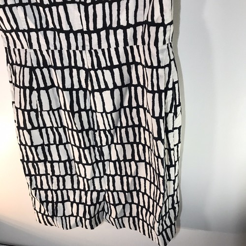 Vestido midi J Crew negro/blanco de lona geométrico de carrera para mujer talla 12 - Imagen 6 de 8
