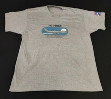 Vintage Boeing 747 Commercial Airplane Graphic Screen Stars Tshirt Size XL