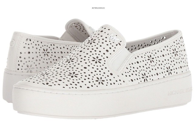 michael kors white leather slip on sneakers