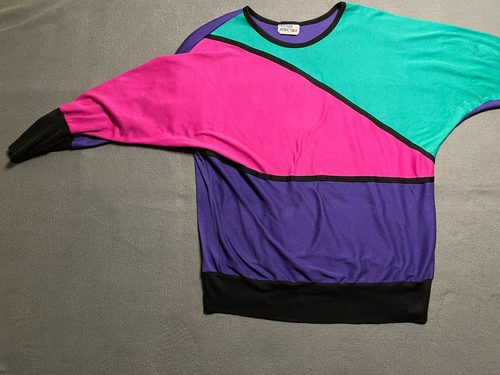 Vintage Physical Attraction Too Long Sleeve Solid Multicolor Shirt Dolman 1X - Picture 2 of 8