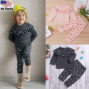 Toddler Baby Girls Ruffle Long Sleeve Tops Pant Outfits Clothes Set Tracksuit US