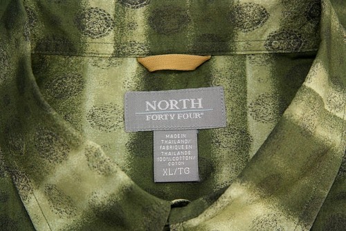 North Fourty Four Mens Camp Shirt XL TG Short Sleeve Green - Picture 8 of 9
