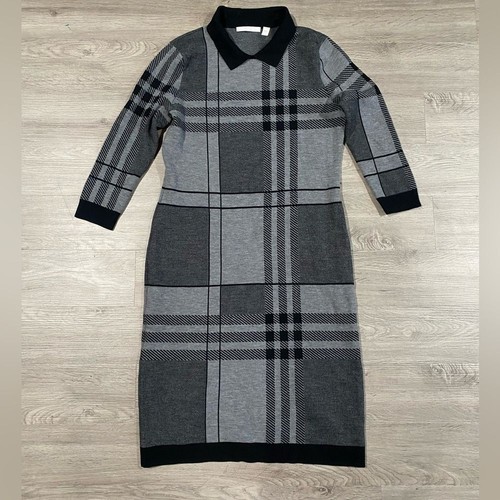 Hugo Boss Strickkleid grau kariert Wollmischung - Bild 4 von 8