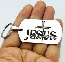 God Jesus Lord Cross Stainless Steel Keychain
