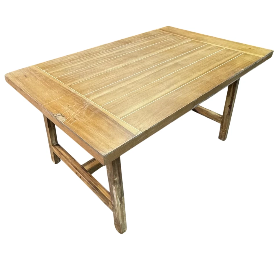 Mesa de comedor de madera con caballete de granja Wheaton 60 Foto 2 de 4