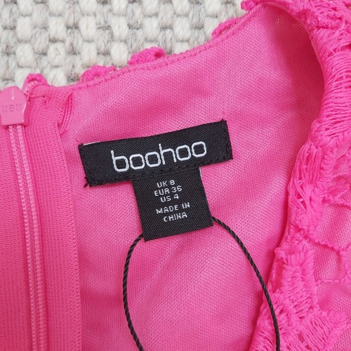 Boohoo BNWT crochet wrap lace dress Pink Mini Party UK 8 US 4 EU 36 SOLD OUT! - Picture 6 of 10