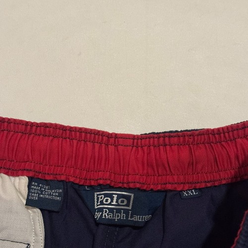 Vintage Polo Ralph Lauren 6" Field Shorts Mens 2XL Elastic Stretch Waist Blue - Picture 6 of 12