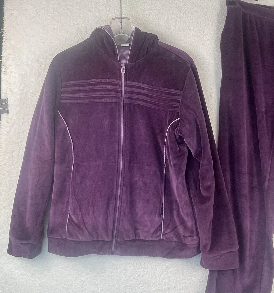 Traje Sport Savvy para mujer púrpura de terciopelo/valor pista/caminata talla S de colección años 80’s 5271 Foto 4 de 4