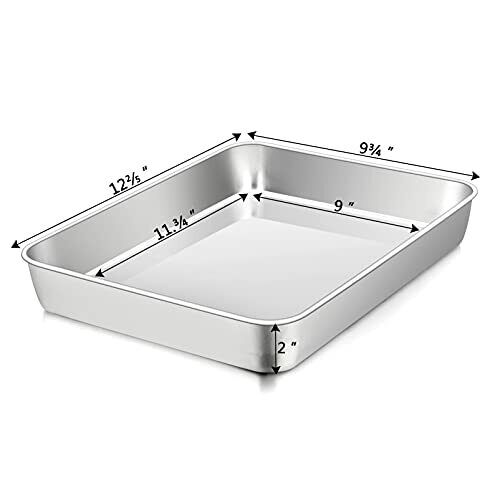 Padella per Lasagne, 122/5" x 93/4" x 2", Padella in Acciaio Inox per Torte, Casseruola Brownie - Foto 1 di 7