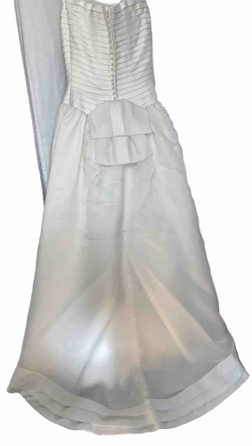 Oleg Cassini Wedding Gown Strapless Ivory Sz12 - Fits 5’2” Strapless Organza - Picture 4 of 10