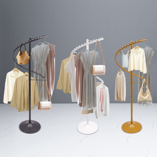 Gold/Black Spiral Rotating Garment Rack Floor-Standing Display Clothes Shelf Adj - Picture 2 of 12