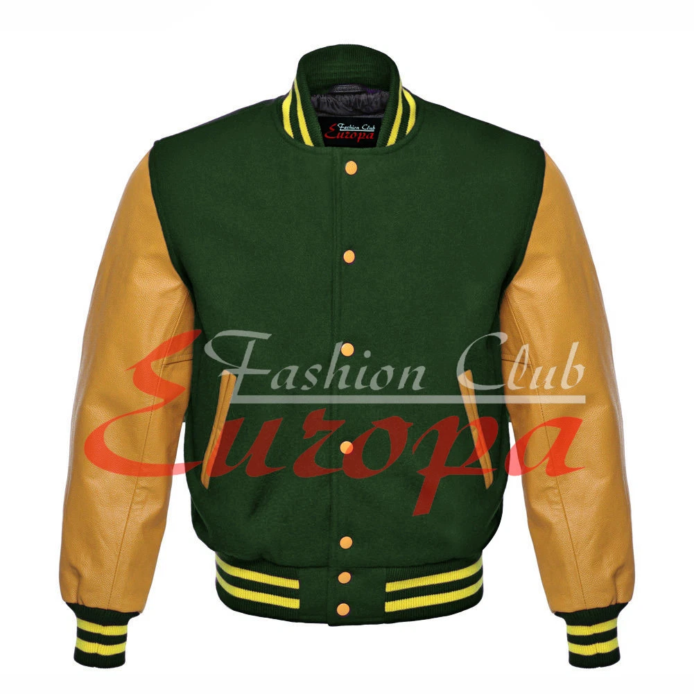 New American Beautiful Varsity College jacket & Yellow Gold Real Leather Sleeves
