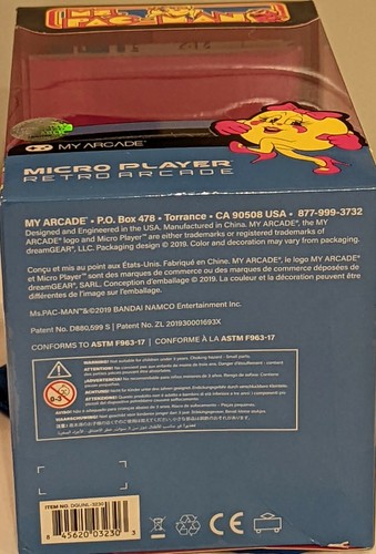 MS.PAC-MAN Micro Player - Collectable Miniature Arcade Cabinet Blue/Pink *NIB!* - Picture 9 of 11
