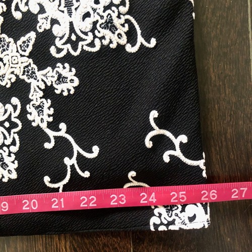 Adrianna Papell Evening Dress Women 18W Black White Floral Embroidery Bell Slves - Picture 10 of 24