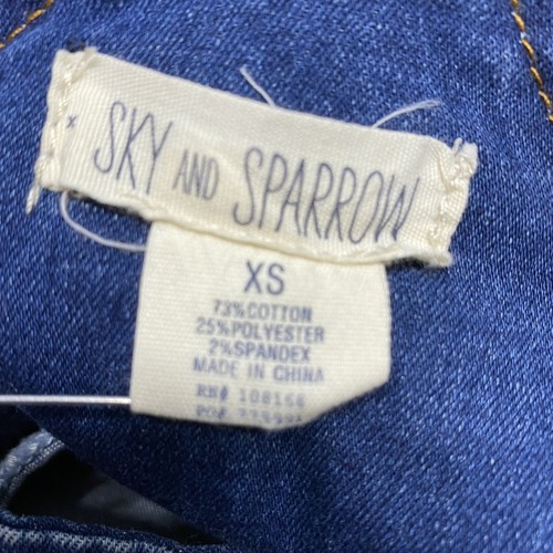SKY & SPARROW Adjustable Straps Dark Wash Blue Denim Jean Jumper Skirt Womens XS - Picture 4 of 8