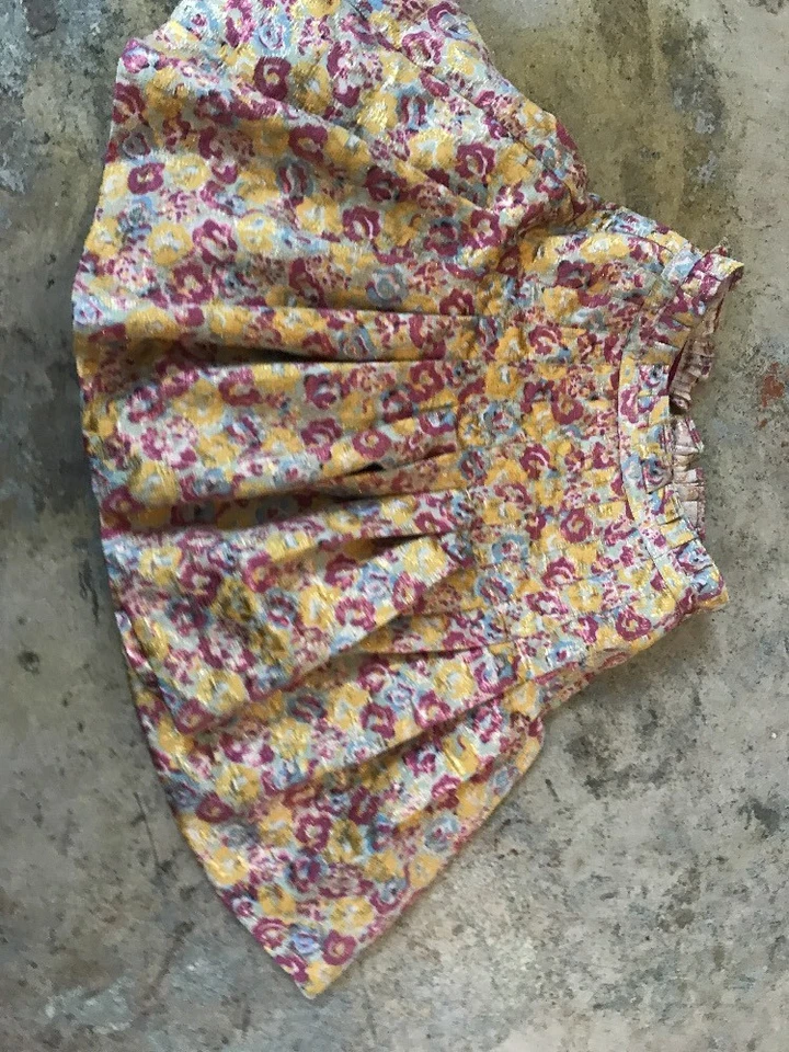 Falda Brocado Zac Posen para Target Oro Rosa Metálica Floral Plisada Pequeña Foto 4 de 4