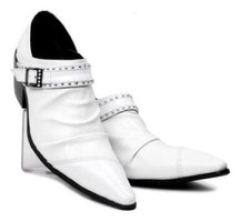 Men's Cuban Heel Stage Prom Club Wedding Rivets Dress Faux Leather Pleated Shoes